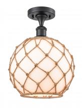  516-1C-BK-G121-10RB - Farmhouse Rope - 1 Light - 10 inch - Matte Black - Semi-Flush Mount