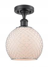  516-1C-BK-G121-8CSN - Farmhouse Chicken Wire - 1 Light - 8 inch - Matte Black - Semi-Flush Mount