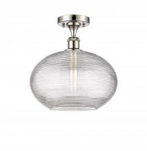  516-1C-PN-G555-12CL - Ithaca - 1 Light - 12 inch - Polished Nickel - Semi-Flush Mount