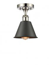 Innovations Lighting 516-1C-PN-M8-BK-LED - Smithfield - 1 Light - 7 inch - Polished Nickel - Semi-Flush Mount