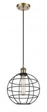  516-1P-AB-CE-10-BK - Lake Placid - 1 Light - 10 inch - Antique Brass - Mini Pendant