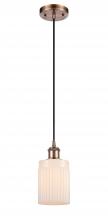  516-1P-AC-G341 - Hadley - 1 Light - 5 inch - Antique Copper - Cord hung - Mini Pendant