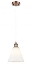  516-1P-AC-GBC-81 - Berkshire - 1 Light - 8 inch - Antique Copper - Cord hung - Mini Pendant