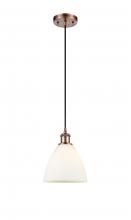  516-1P-AC-GBD-751 - Bristol - 1 Light - 8 inch - Antique Copper - Cord hung - Mini Pendant