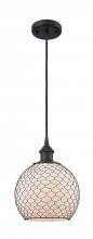  516-1P-BK-G121-8CBK - Farmhouse Chicken Wire - 1 Light - 8 inch - Matte Black - Cord hung - Mini Pendant