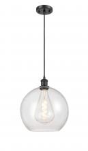 Innovations Lighting 516-1P-BK-G124-12-LED - Athens - 1 Light - 12 inch - Matte Black - Cord hung - Mini Pendant