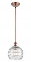 Innovations Lighting 516-1S-AC-G1213-8-LED - Athens Deco Swirl - 1 Light - 8 inch - Antique Copper - Mini Pendant