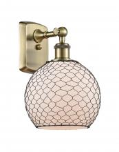 Innovations Lighting 516-1W-AB-G121-8CBK-LED - Farmhouse Chicken Wire - 1 Light - 8 inch - Antique Brass - Sconce