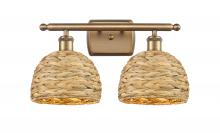  516-2W-BB-RBD-8-NAT - Woven Rattan - 2 Light - 18 inch - Brushed Brass - Bath Vanity Light