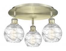  516-3C-AB-G1213-6 - Athens Deco Swirl - 3 Light - 18 inch - Antique Brass - Flush Mount