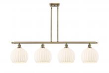  516-4I-AB-G1217-10WV - White Venetian - 4 Light - 48 inch - Antique Brass - Stem Hung - Island Light