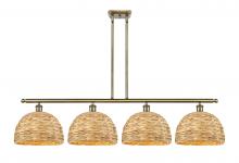  516-4I-AB-RBD-12-NAT - Woven Rattan - 4 Light - 50 inch - Antique Brass - Multi Pendant