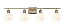  516-4W-AB-G1217-6WV - White Venetian - 4 Light - 36 inch - Antique Brass - Bath Vanity Light