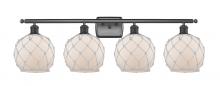  516-4W-BK-G121-8RW - Farmhouse Rope - 4 Light - 38 inch - Matte Black - Bath Vanity Light