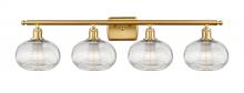  516-4W-SG-G555-8CL - Ithaca - 4 Light - 38 inch - Satin Gold - Bath Vanity Light