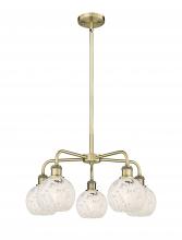  516-5CR-AB-G1216-6WM - White Mouchette - 5 Light - 24 inch - Antique Brass - Chandelier