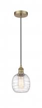  616-1P-AB-G1013 - Belfast - 1 Light - 6 inch - Antique Brass - Cord hung - Mini Pendant