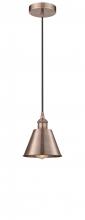  616-1P-AC-M8-AC - Edison - 1 Light - 7 inch - Antique Copper - Mini Pendant