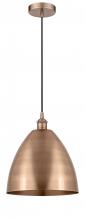 Innovations Lighting 616-1P-AC-MBD-12-AC-LED - Bristol - 1 Light - 12 inch - Antique Copper - Cord hung - Mini Pendant