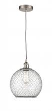 Innovations Lighting 616-1P-SN-G122-10CBK - Farmhouse Chicken Wire - 1 Light - 10 inch - Brushed Satin Nickel - Cord hung - Mini Pendant