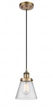 Innovations Lighting 916-1P-BB-G64-LED - Cone - 1 Light - 6 inch - Brushed Brass - Cord hung - Mini Pendant