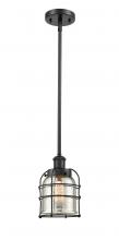  916-1S-BK-G58-CE-LED - Bell Cage - 1 Light - 5 inch - Matte Black - Mini Pendant