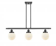  916-3I-BK-G201-6 - Beacon - 3 Light - 36 inch - Matte Black - Stem Hung - Island Light