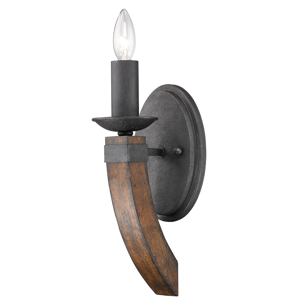 Madera 1-Light Wall Sconce Torchiere in Black Iron with