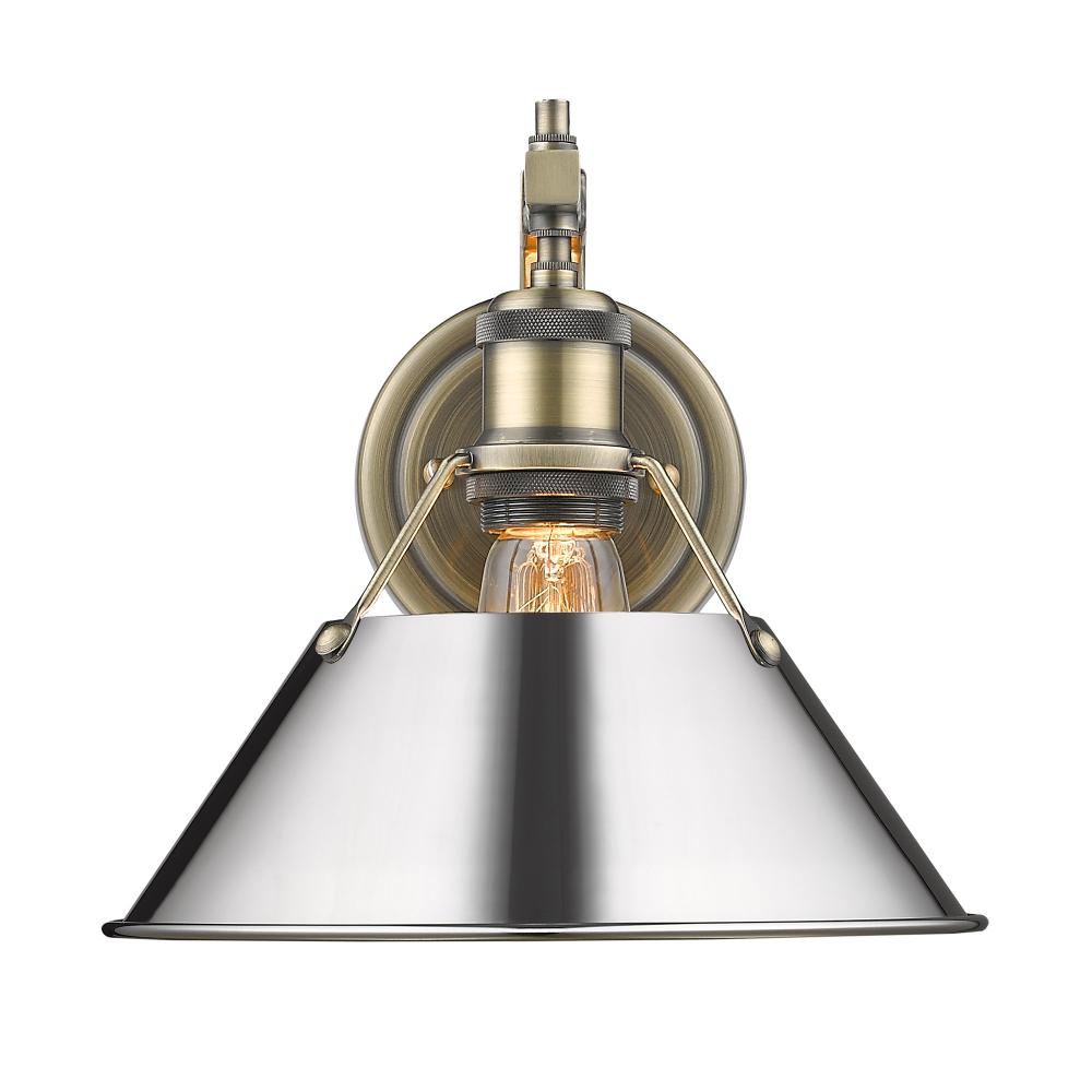 Orwell AB 1 Light Wall Sconce in Aged Brass with Chrome shade