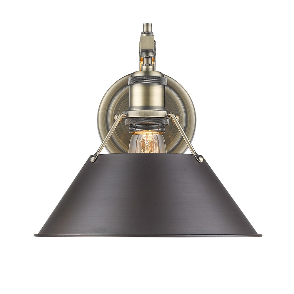 Orwell AB 1 Light Wall Sconce in Aged Brass with Rubbed Bronze shade