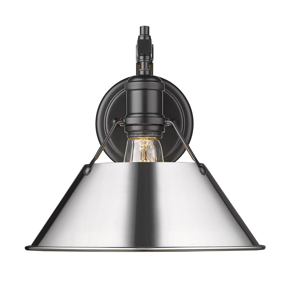 Orwell BLK 1 Light Wall Sconce in Matte Black with Chrome shade