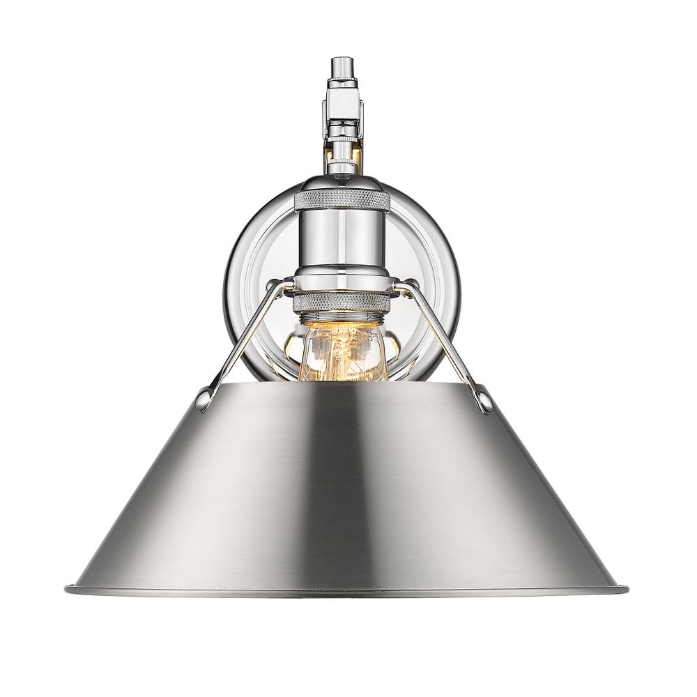 Orwell CH 1 Light Wall Sconce in Chrome with Pewter shade