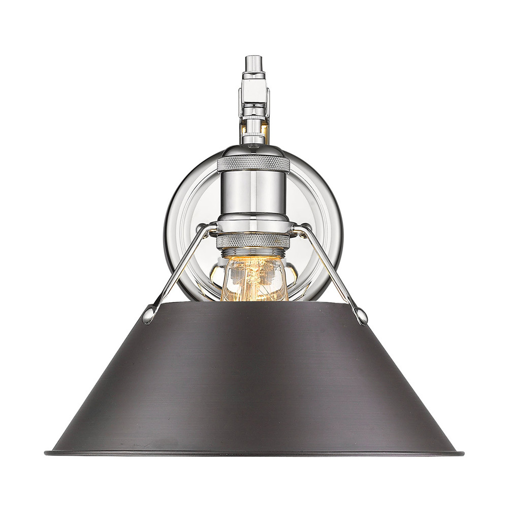 Orwell CH 1 Light Wall Sconce in Chrome with Rubbed Bronze shade