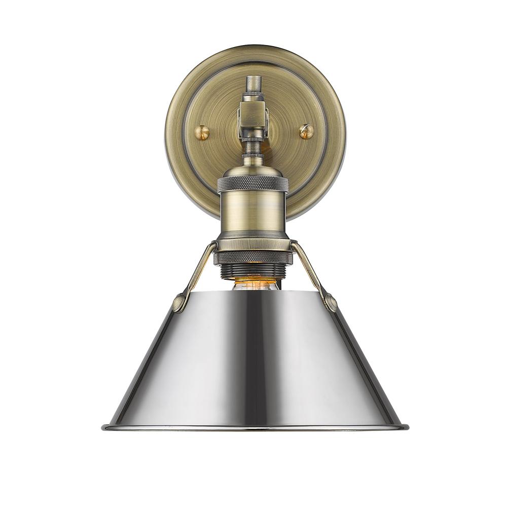 Orwell AB 1 Light Bath Vanity in Aged Brass with Chrome shade