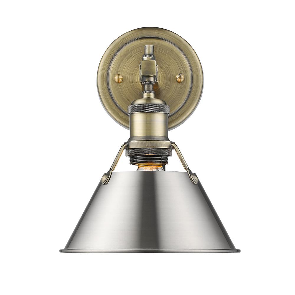 Orwell AB 1 Light Bath Vanity in Aged Brass with Pewter shade