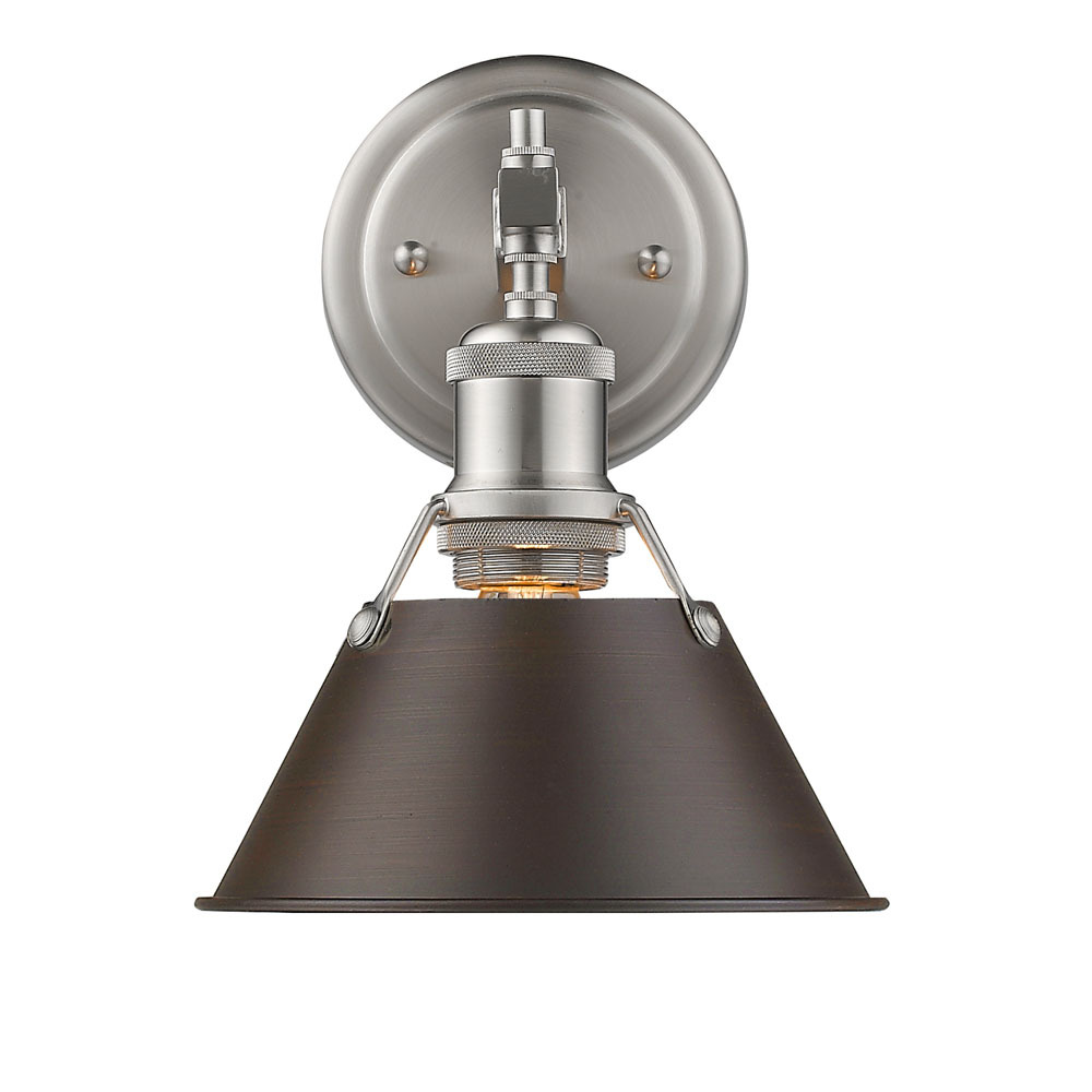Orwell PW 1 Light Bath Vanity in Pewter with Rubbed Bronze shade