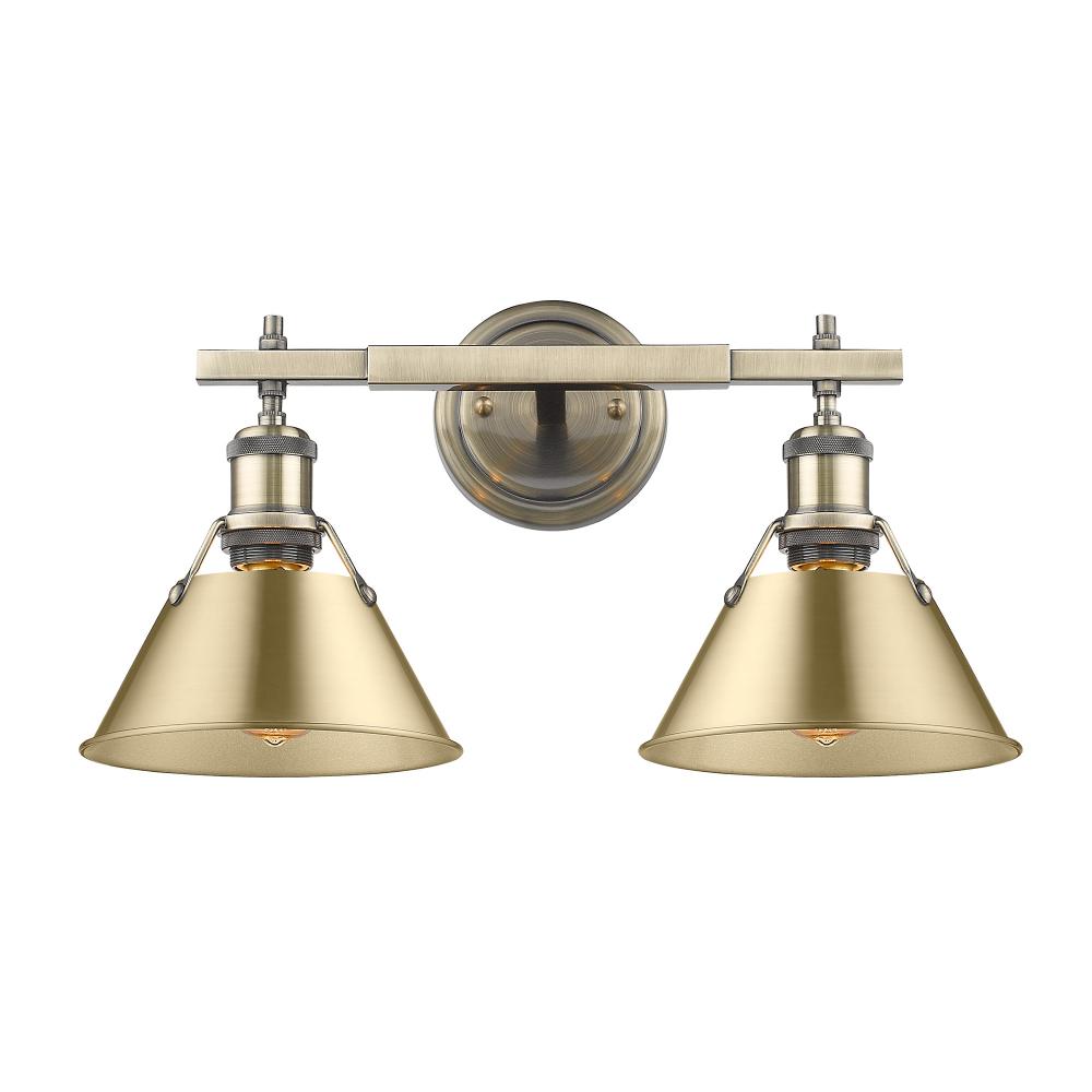 Orwell AB 2 Light Bath Vanity in Aged Brass with Brushed Champagne Bronze shades