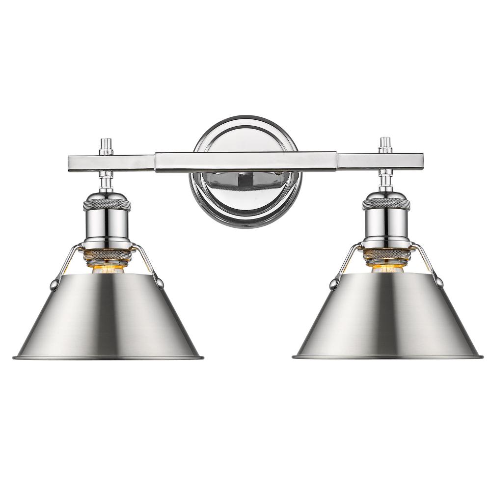 Orwell CH 2 Light Bath Vanity in Chrome with Pewter shades