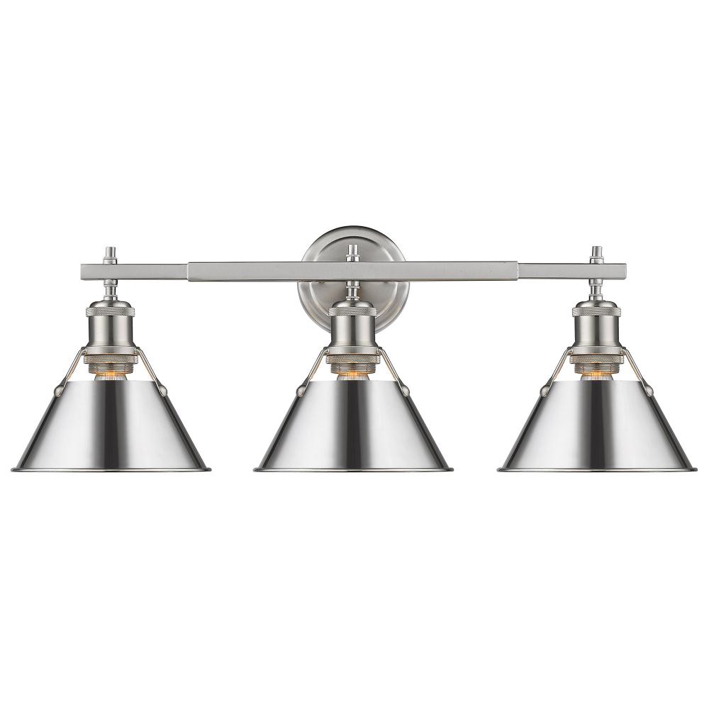 Orwell PW 3 Light Bath Vanity in Pewter with Chrome shades