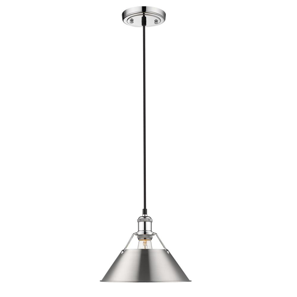 Orwell CH Medium Pendant - 10" in Chrome with Pewter shade