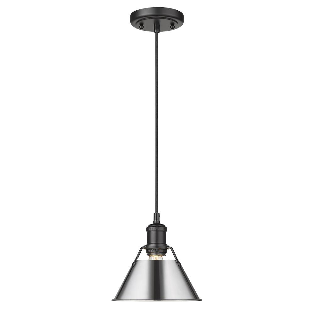 Orwell BLK Small Pendant - 7" in Matte Black with Chrome shade