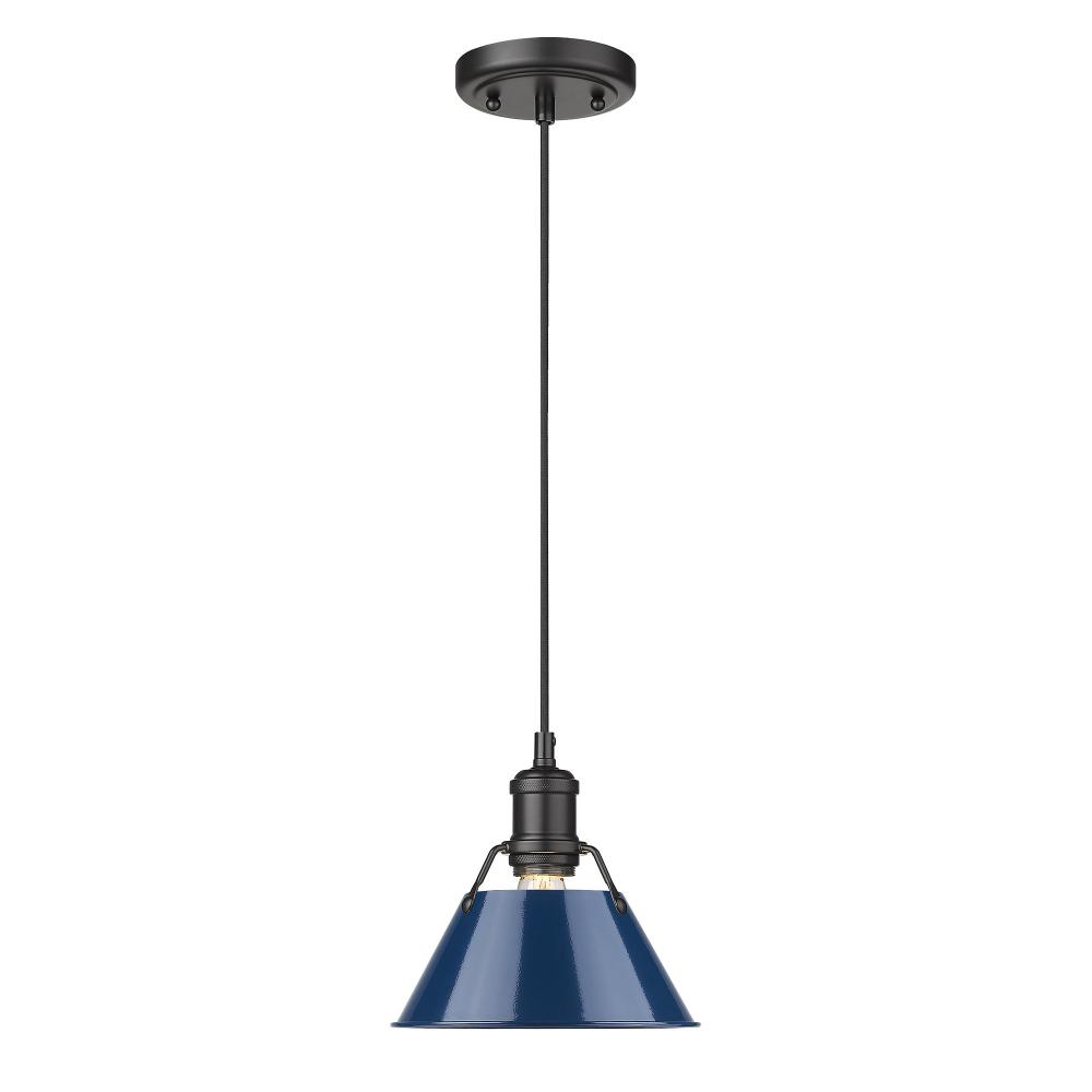 Orwell BLK Small Pendant - 7" in Matte Black with Matte Navy shade