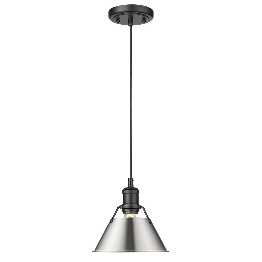 Orwell BLK Small Pendant - 7" in Matte Black with Pewter shade
