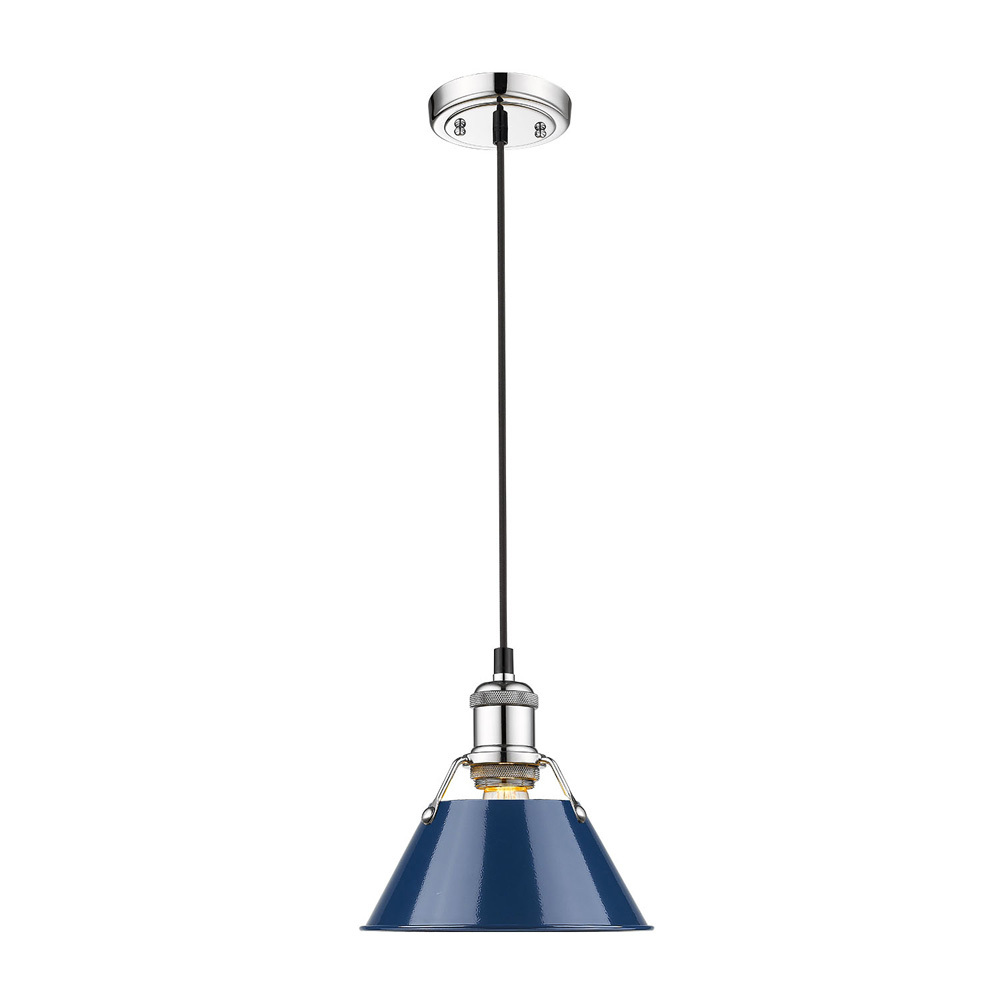 Orwell CH Small Pendant - 7" in Chrome with Matte Navy shade