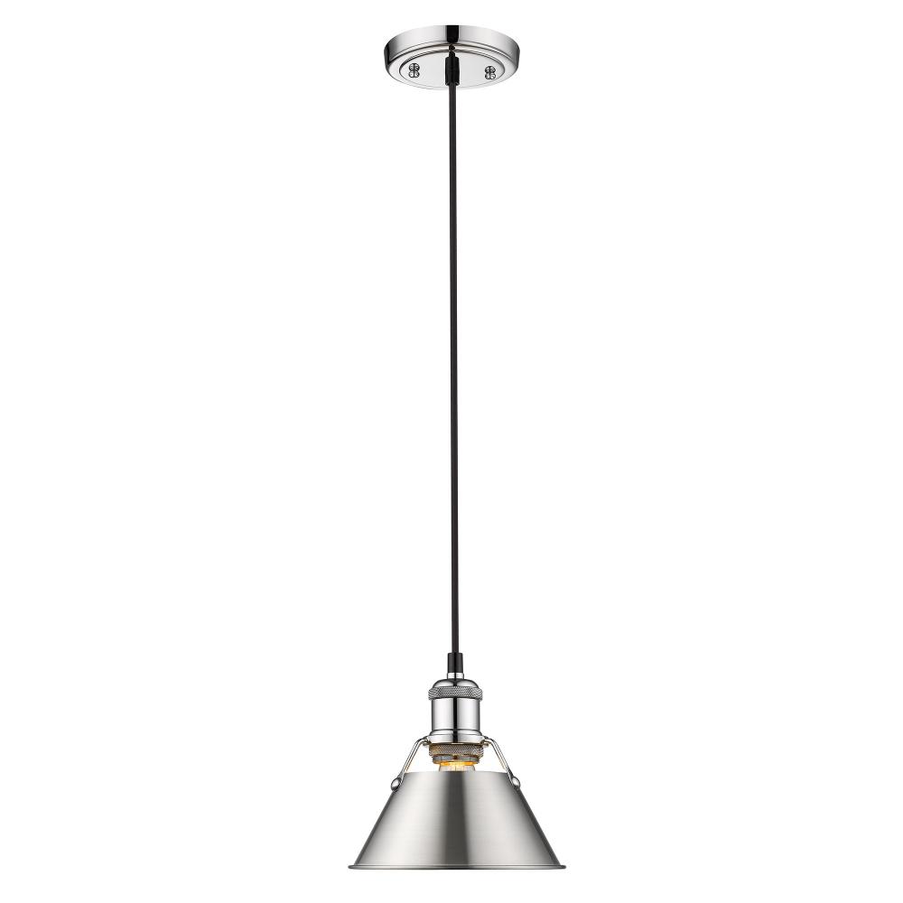 Orwell CH Small Pendant - 7" in Chrome with Pewter shade