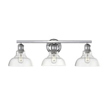  0305-BA3 CH-CLR - Carver 3-Light Bath Vanity in Chrome with Clear Glass Shades