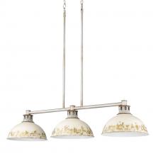  0865-3LP AGV-AI - Kinsley Linear Pendant in Aged Galvanized Steel with Antique Ivory Shade