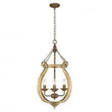  0902-4P BC-VG - Delphine 4 Light Pendant in Burnished Chestnut with Vintage Gold Shade