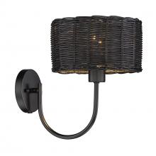  1084-1W BLK-BW - Erma 1 Light Wall Sconce in Matte Black with Black Wicker Shade