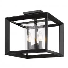 Golden 2073-SF12 BLK-CLR - Smyth 12&#34; Semi-Flush in Matte Black with Clear Glass Shades